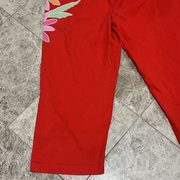 Victoria’s Secret Y2K  Cropped PJ Pajama Pant Red M Flower Applique' - Picture 12 of 13